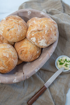 healthy home made crusty round bread rolls