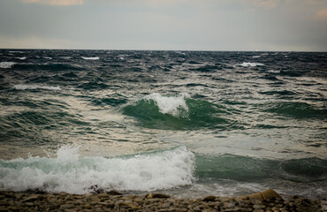 waves crashing on the beach