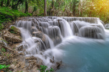 Kuang Si waterfall the most popular tourist attractions Lungprabang, Laos.