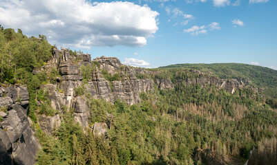 Fototapeta na wymiar A View of Sandstone Rocks in Saxon Switzerland, Germany