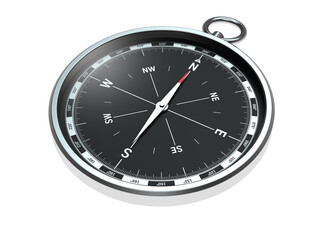 Moderner Kompass Taschenkompass mit Metallgehäuse isoliert mit transparentem Hintergrund