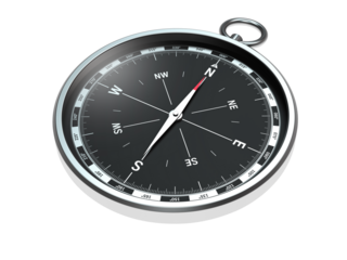 Moderner Kompass Taschenkompass mit Metallgehäuse isoliert mit transparentem Hintergrund