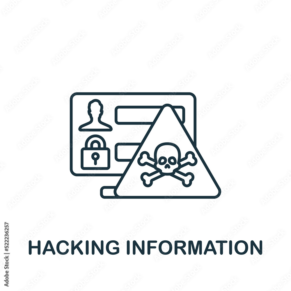 Poster hacking information icon. monochrome simple cybercrime icon for templates, web design and infographi