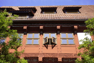 Historical buildings from the Middle Ages in Gifhorn, Germany.