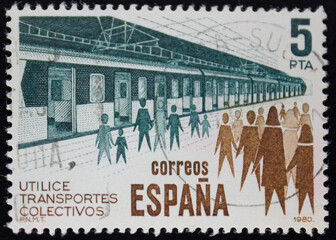 Sello postal de España de 1980, Campaña Utilice Transportes Públicos