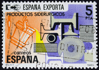 Sello postal de España de 1980, España exporta productos siderúrgicos