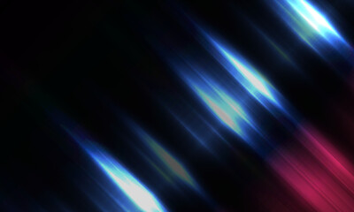 Abstract dark blue background with colorful diagonal glowing lines and rays. Vector illustration