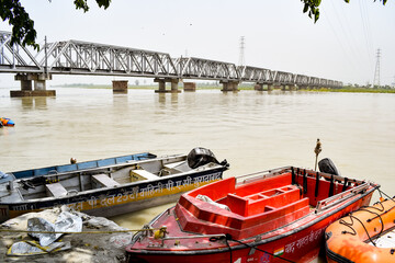 Ganga as seen in Garh Mukteshwar, Uttar Pradesh, India, River Ganga is believed to be the holiest river for Hindus, A view of Garh Ganga Brij ghat which is very famous religious place for Hindus