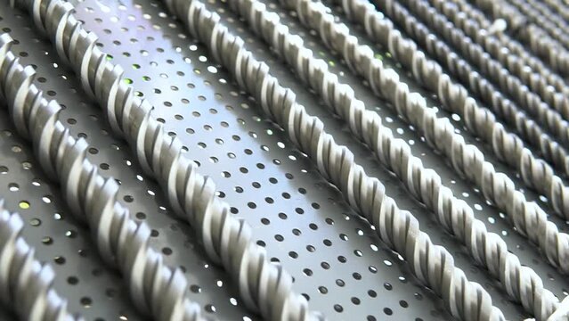 Metal interchangeable drills set bits. Industrial tools and goods for building, construction, woodworking, repairing.