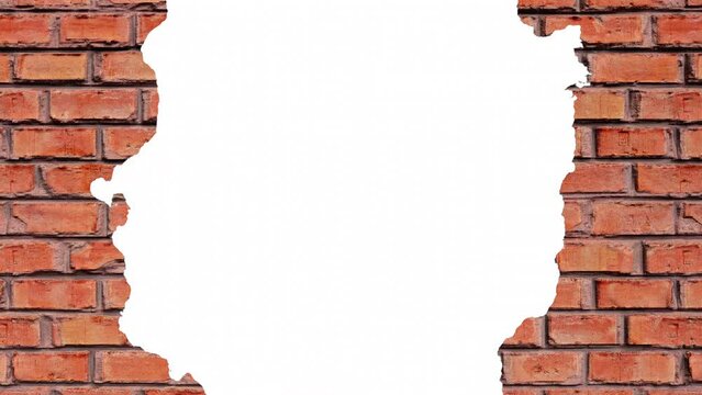 Brick wall with white copy space. Footage with clear area, mask video and video with green keycolor included. Approaching a brick wall, footage in 4K, 30 FPS for intro or titre.