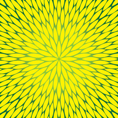 Vector round yellow pattern with leaves. Floral pattern.