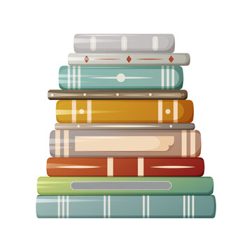 Stack of books, vector illustration, cartoon style. Education, knowledge, literature for school, university.