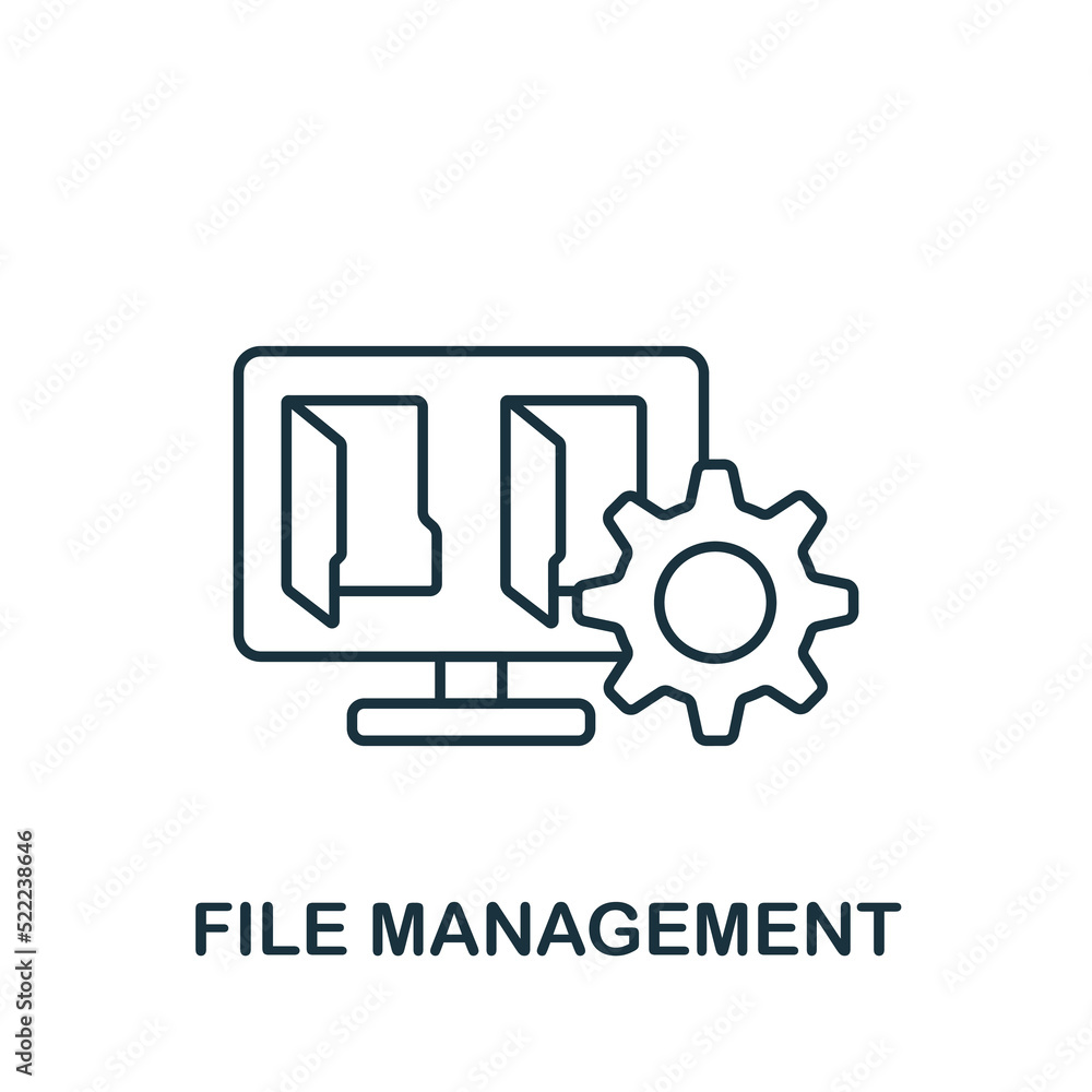 Poster file management icon. monochrome simple line data science icon for templates, web design and infogra
