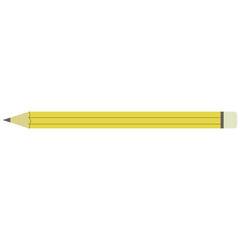 Flat illustration of yellow pencil. Vector tool for school