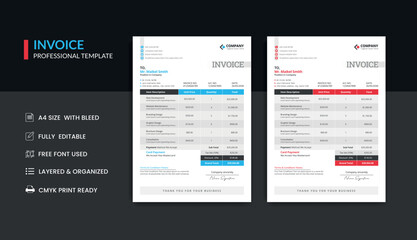 Modern business invoice bill template Premium Vector