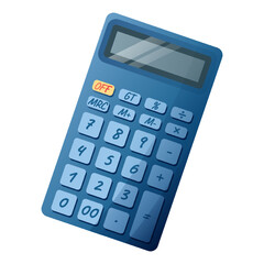 Blue calculator against white background. School, office tool, computing device. vector icon
