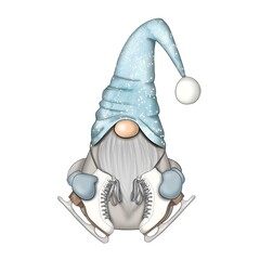 Christmas Gnomes Isolated On A White Background Hand Drawn Illustration - obrazy, fototapety, plakaty