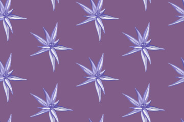 Fototapeta na wymiar Seamless pattern. Geometric flowers on a purple background. Vector. Abstract flowers seamless pattern for wallpaper design. Abstract art background. Elegant decorative design. Natural beauty. Seamless