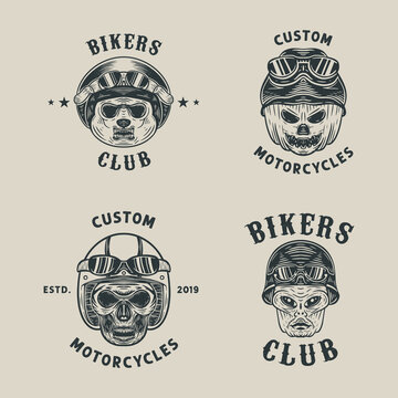 Set of custom motorcycle emblems vintage