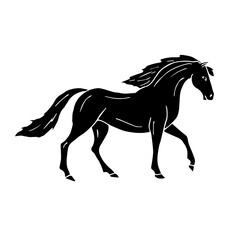 Vector hand drawn doodle sketch black pre spanish horse isolated on white background