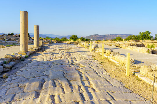 Ancient Roman era main street (cardo), in Tzipori