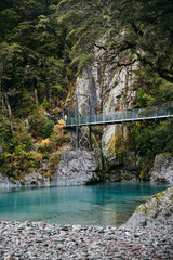 Fototapeta premium Famous turist attraction - Blue Pools, Haast Pass, New Zealand, South Island