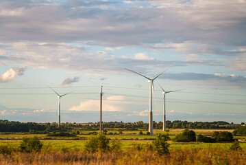 Wind turbines park. Eco-energy concept.