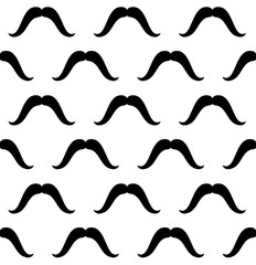 Vector seamless pattern of flat mustache isolated on white background