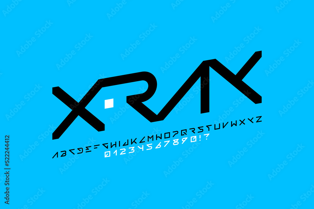 Fototapete minimal style font design, alphabet letters and numbers vector illustration