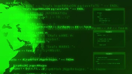 Digital Green Coding and hacking Warning message  concept Cybercrime Attack animation 4k footage