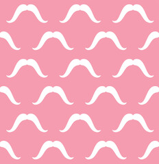 Vector seamless pattern of flat mustache isolated on pink background