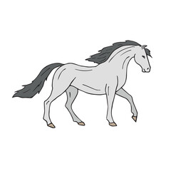 Vector hand drawn doodle sketch colored pre spanish horse isolated on white background