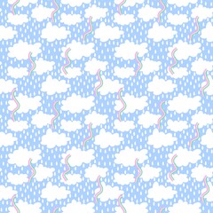 Cartoon seamless clouds and rain drops pattern for kids clothes print and accessories and notebooks and wrapping