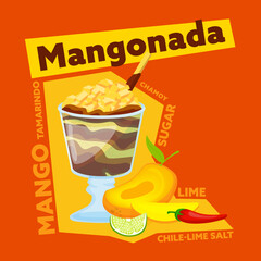 Mexican mango slushie. Editable vector illustration. Cartoon design
