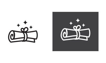 Diploma line icon with roll tied style, vector.