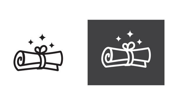 Diploma Line Icon With Roll Tied Style, Vector.