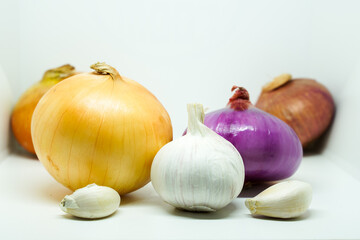 Fresh Raw Bulb Onions in whole isolated on a white background.