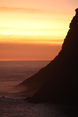 Misty mountains at sunset
