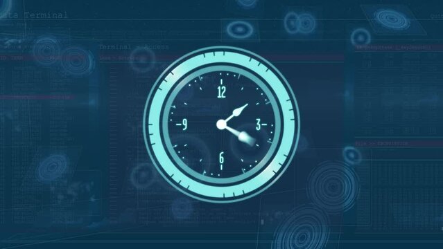 Animation of clock moving over data processing