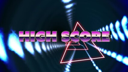 Animation of high score text over neon shapes - Powered by Adobe
