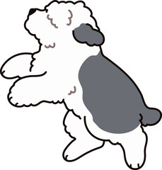 Simple and adorable Old English Sheepdog illustration running