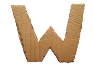 Cardboard texture Letter W on transparent background