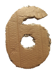 Cardboard texture Number 6 on transparent background