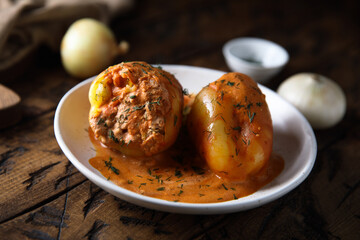 Bell peppers with meat and sour cream