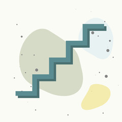 Vector staircase icon on multicolored background.