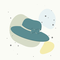 Vector icon hat with brim on multicolored background.