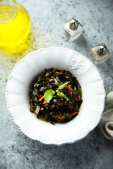 Healthy seaweed salad with vegetables