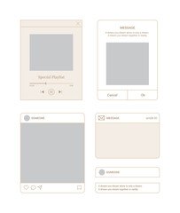 Mobile, internet, web, app social media frame design template illustration set.