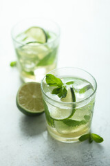 Refreshing homemade Mojito cocktail with lime