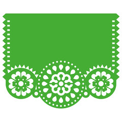 Papel Picado vector template design with blank space for text inspired by traditional cut out decoration from Mexico
